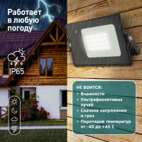 Прожектор светодиодный уличный ЭРА LPR-041-1-65K-030 30Вт 6500К 2100Лм IP65 датчик движения нерегулируемый'