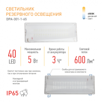 Аварийный светильник светодиодный ЭРА DPA-301-1-65 постоянный 40LED 3ч IP65'